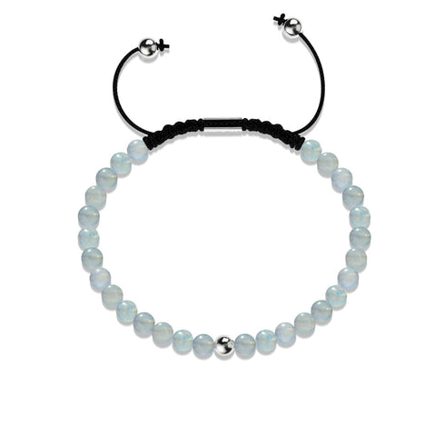 Aquamarin | 925er Sterlingsilber | Makramee-Armband mit Fokus-Edelstein